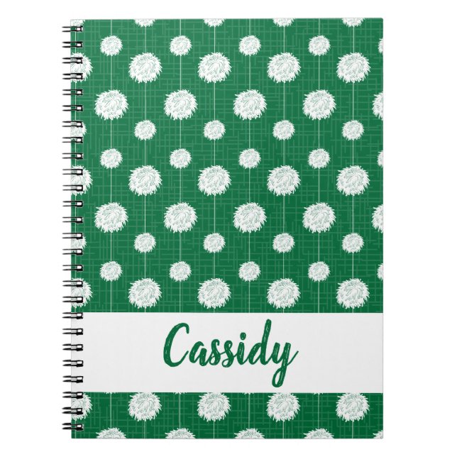 Green Cheerleader Pom Pom Pattern Notebook (Front)