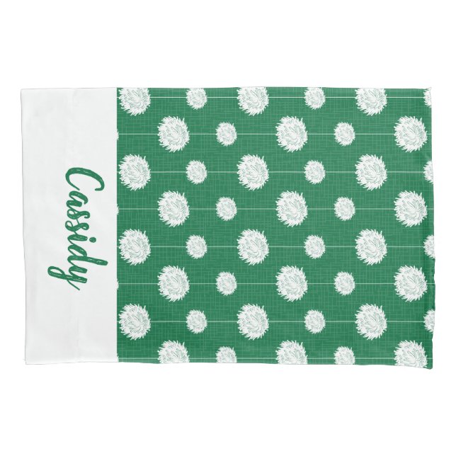 Green Cheerleader Pom Pom Pattern Pillowcase (Front)