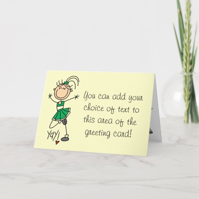 Green Cheerleader Tshirts and Gifts Card (Front)