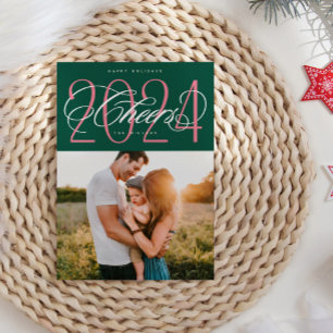 Green Cheers to 2024 Christmas Holiday Photo Card
