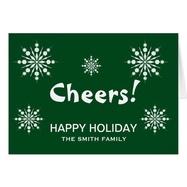 Green Cheers to Holiday Christmas Snowflake (Front Horizontal)