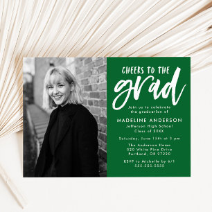 Green Cheers to the Grad Script Graduation Party Invitation
