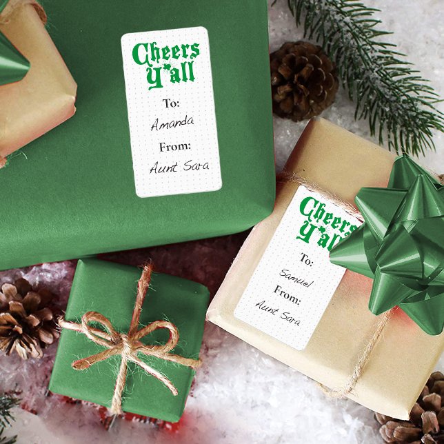 Green Cheers Y'all Gift Tag Sticker (Creator Uploaded)