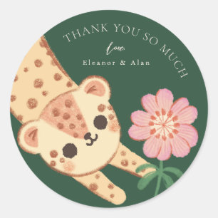 Green cheetah leopard jaguar panther kids Sticker