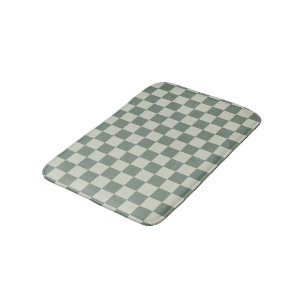Green Chequerboard Bath Mat