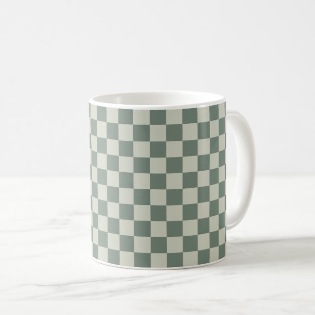 Green Chequerboard Coffee Mug (Front Right)