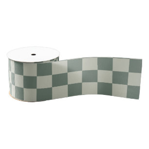 Green Chequerboard Grosgrain Ribbon