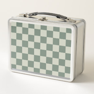 Green Chequerboard Metal Lunch Box