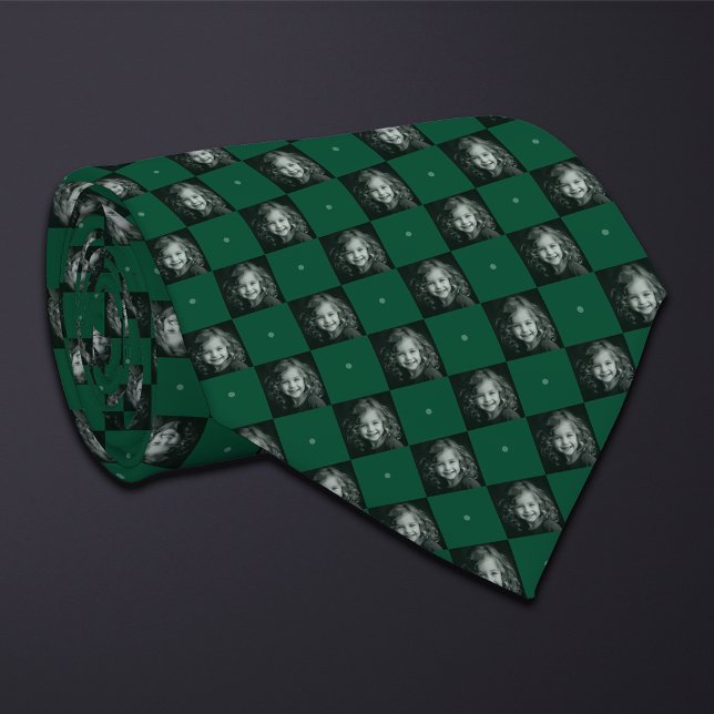 Green Chequerboard Photo Pattern 1 Photo Neck Tie (Creator Uploaded)