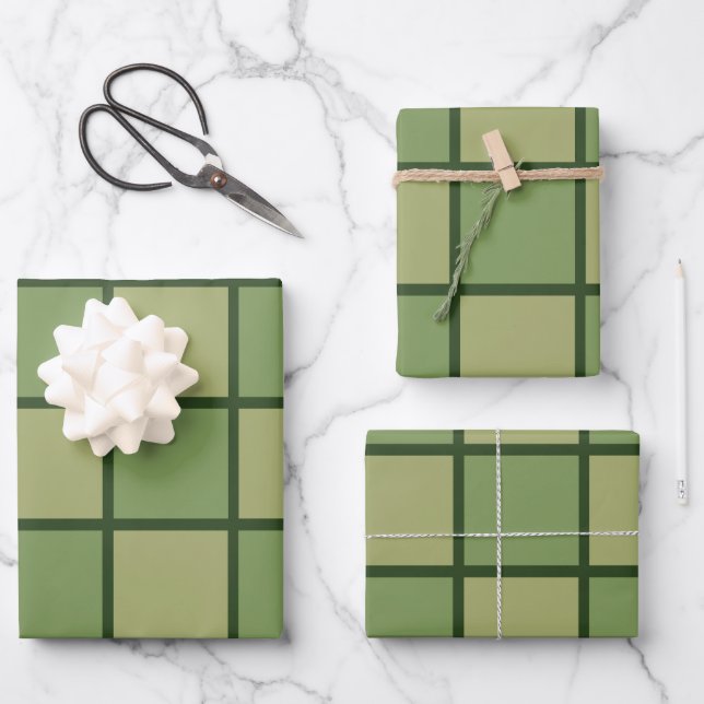 Green Chequerboard  Wrapping Paper Sheet (Front)
