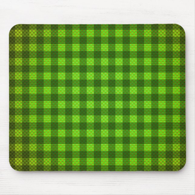Green chequered carbon fibre patterned mouse mat (Front)