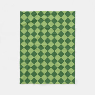 Green Chequered Diamond Pattern Fleece Blanket