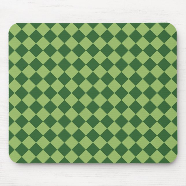 Green Chequered Diamond Pattern  Mouse Mat (Front)