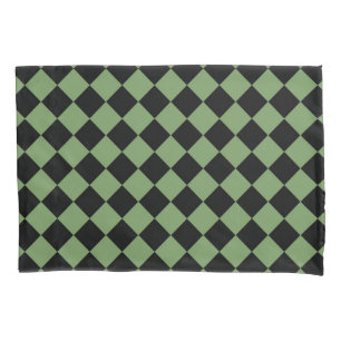 Green Chequered Diamond Pattern Pillowcase