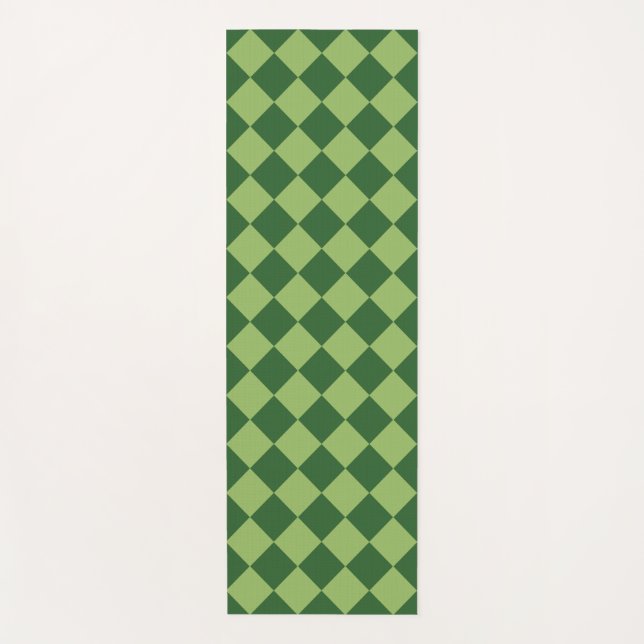 Green Chequered Diamond Pattern  Yoga Mat (Front)