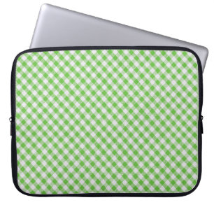 Green chequered fabric closeup , tablecloth textur laptop sleeve