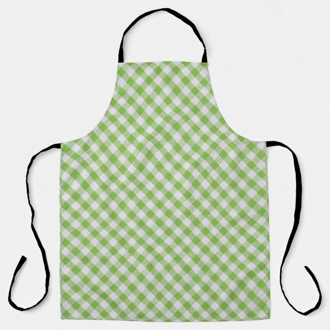 Green chequered fabric: closeup texture. apron (Front)