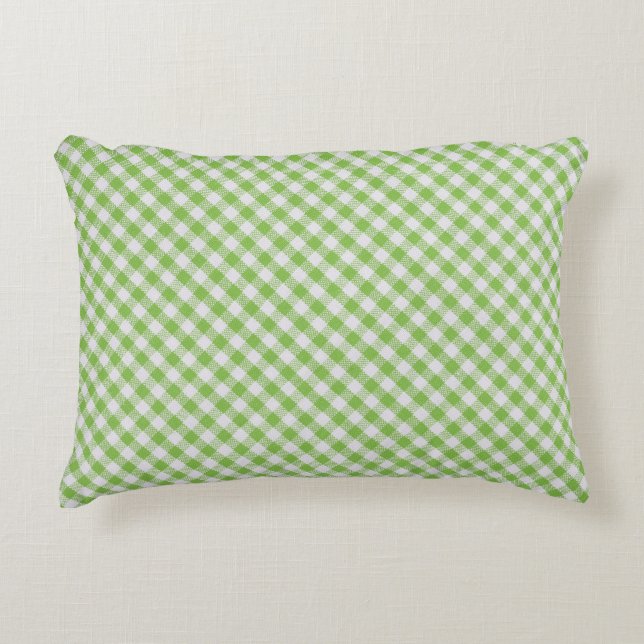 Green chequered fabric: closeup texture. decorative cushion (Front)