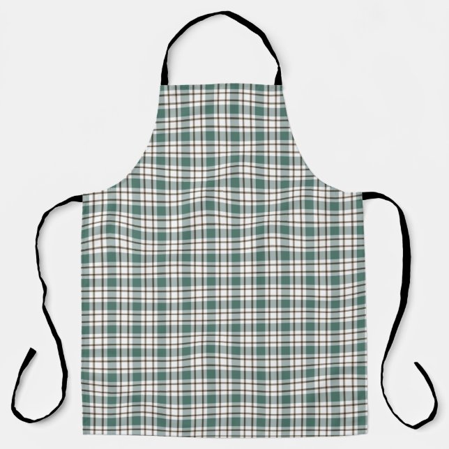 green chequered light tartan pattern apron (Front)