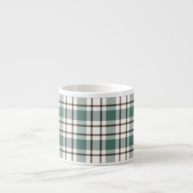 green chequered light tartan pattern espresso cup (Front)