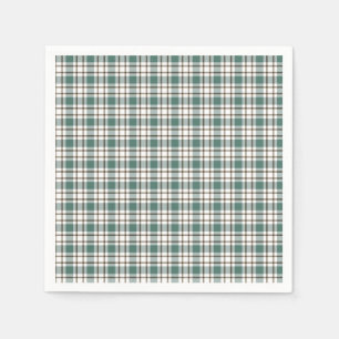 green chequered light tartan pattern napkin