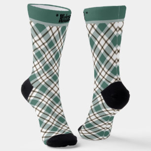 green chequered light tartan pattern socks