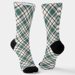green chequered light tartan pattern socks