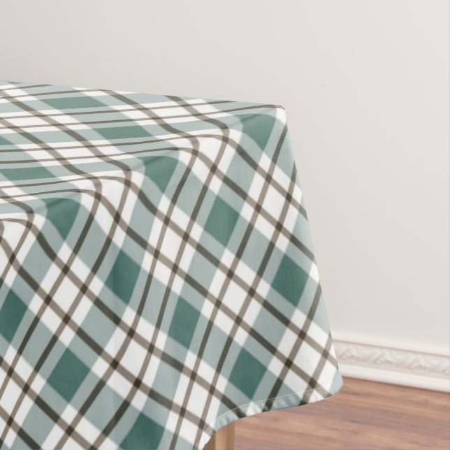 green chequered light tartan pattern tablecloth (In Situ)