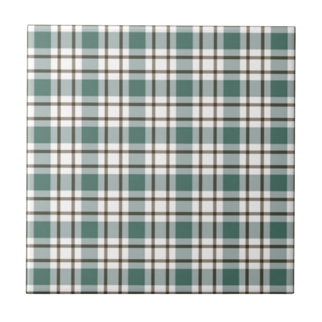 green chequered light tartan pattern tile (Front)