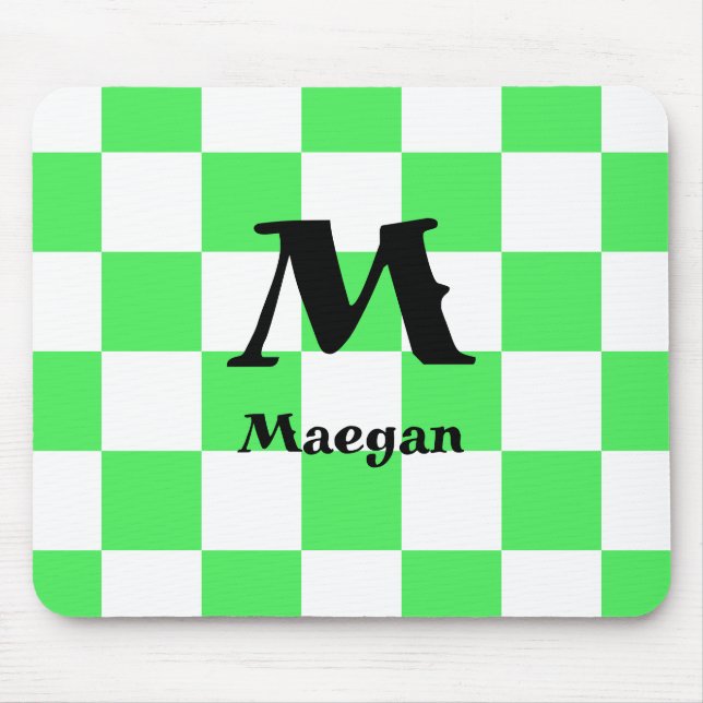 Green Chequered Pattern Background Mousepad (Front)