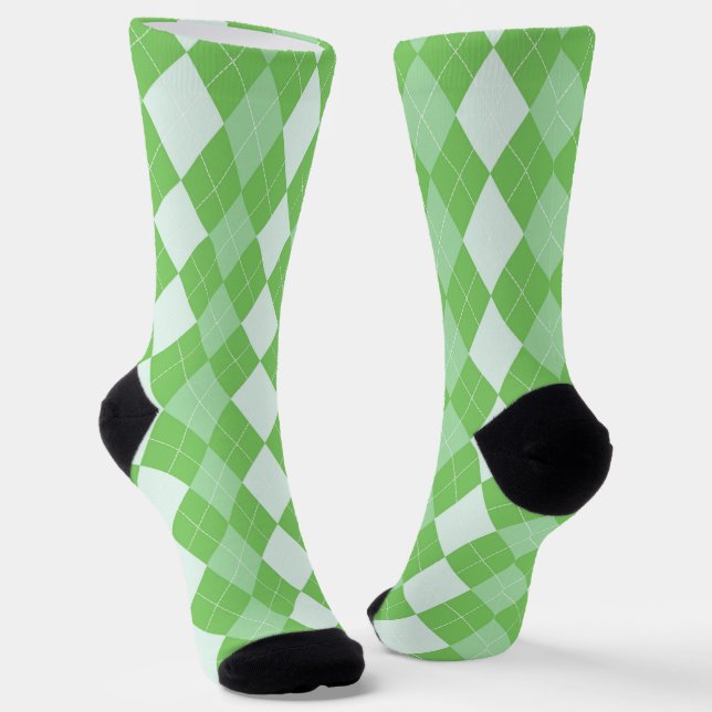 Green Chequered Pattern Socks (Angled)