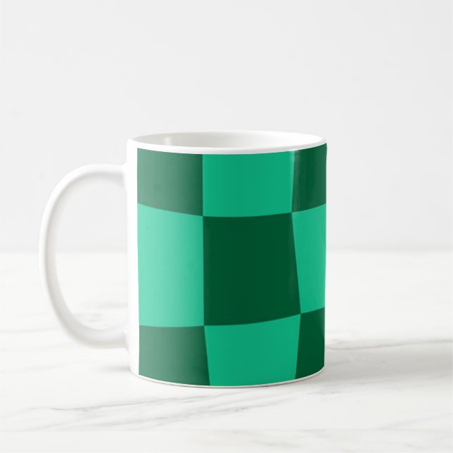 Green Chequered Square Seamless Pattern  Coffee Mug (Left)