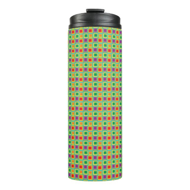 green chequered thermal tumbler (Front)