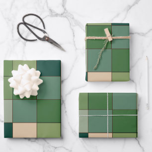 Green Chequered Wrapping Paper Sheet