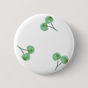 Green Cherry Pattern 6 Cm Round Badge