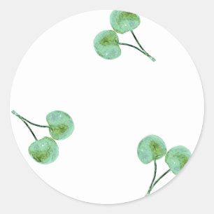 Green Cherry Pattern Classic Round Sticker