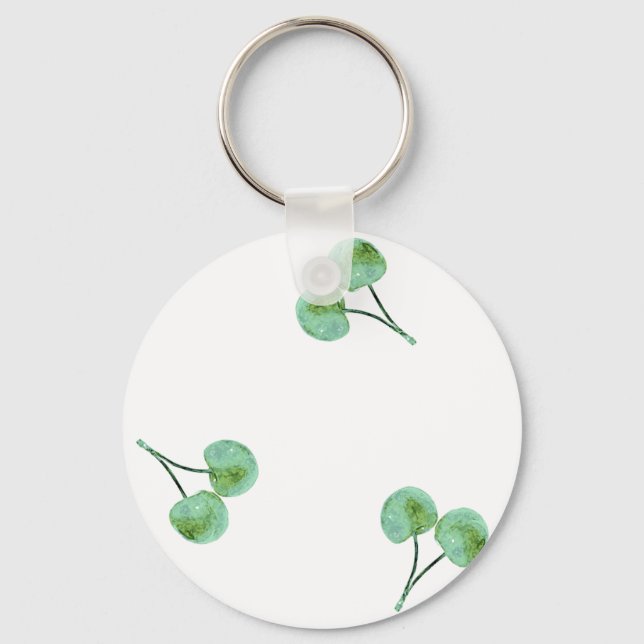Green Cherry Pattern Key Ring (Front)