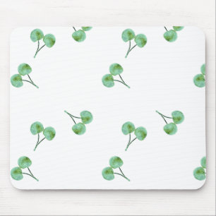 Green Cherry Pattern Mouse Mat