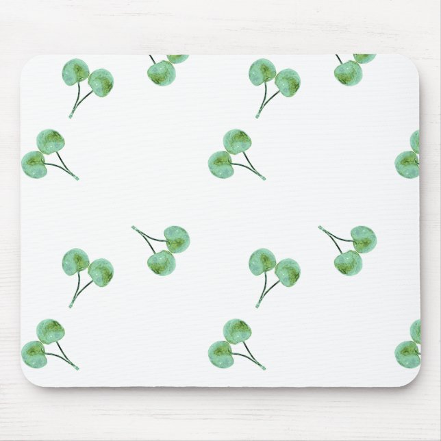 Green Cherry Pattern Mouse Mat (Front)