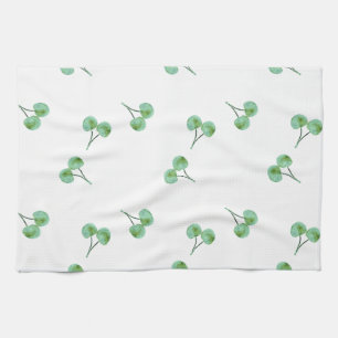 Green Cherry Pattern Tea Towel