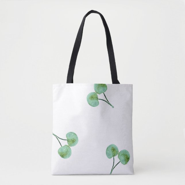 green cherry pattern tote bag (Front)