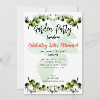 GREEN CHERRY TOMATO PHOTO GARDEN PARTY INVITATION