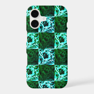 Green chess and blue sky or cyan, with rectangles?