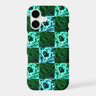Green chess and blue sky or cyan, with rectangles?