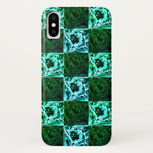 Green chess and blue sky or cyan, with rectangles? Case-Mate iPhone case (Back)