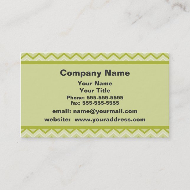 Green Chevron Appointment Reminder Business Card (Front)