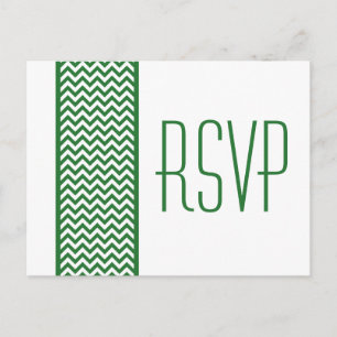 Green Chevron Border RSVP Postcard