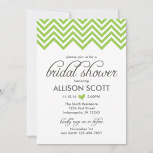 Green Chevron Bridal Shower Invitation