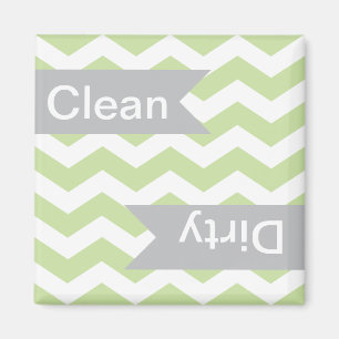 Green Chevron Clean - Dirty Dishwasher Magnets