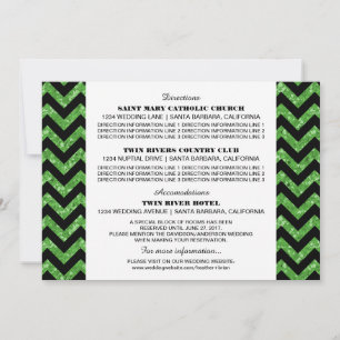 Green Chevron Glitter Information Card